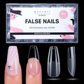 Makartt Medium Coffin Nail Tips – 504 PCS Pre-Etched Clear Nails, 15 Sizes, Half-Matte Finish, Press-On Extensions