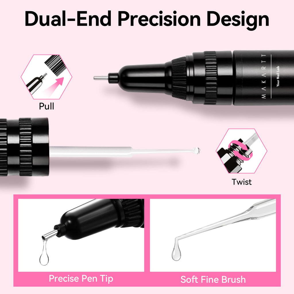 Makartt Nail Rhinestone Glue Gel – Dual-Head Applicator, Strong Adhesive, 8ml x4