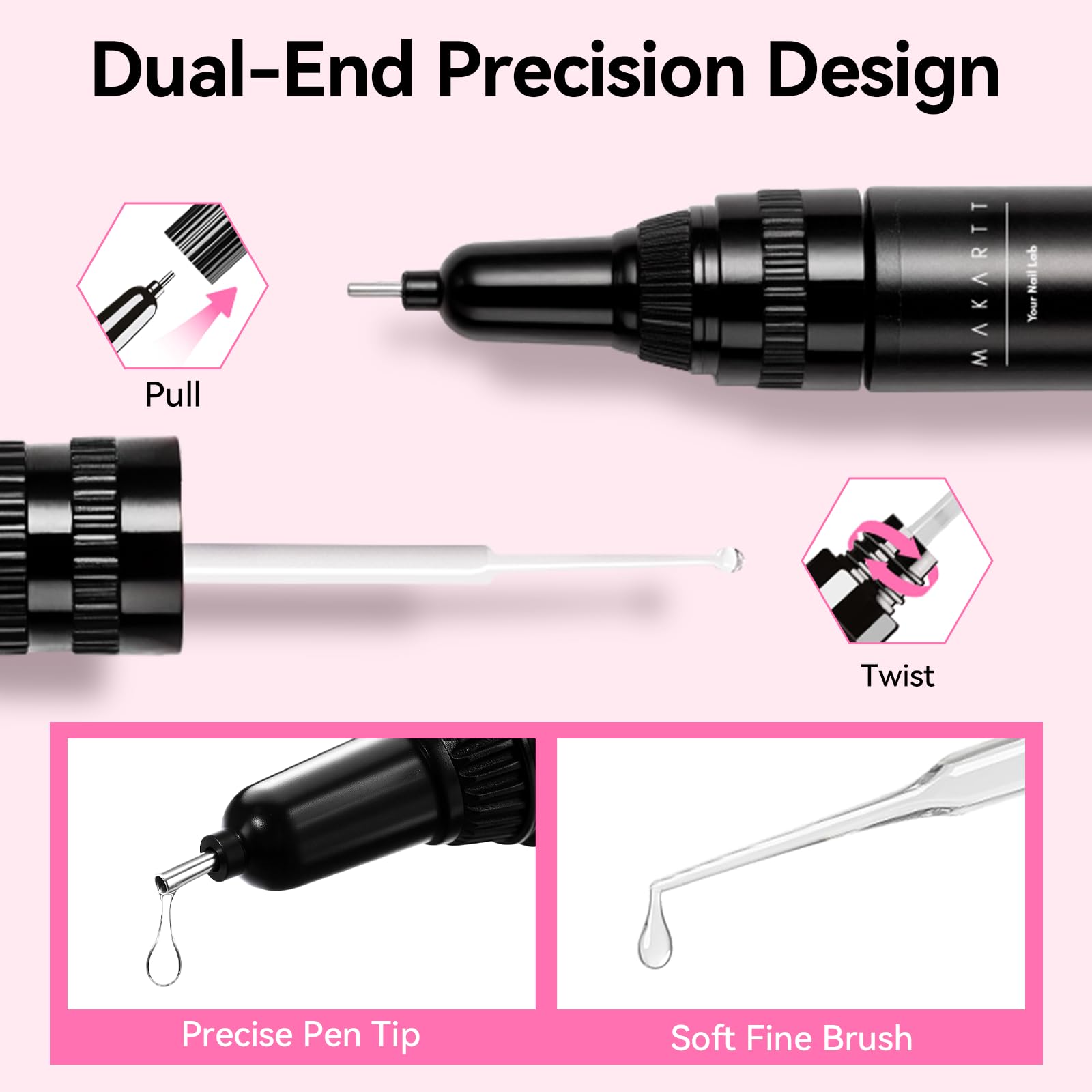 Makartt Nail Rhinestone Glue Gel – Dual-Head Applicator, Strong Adhesive, 8ml x4
