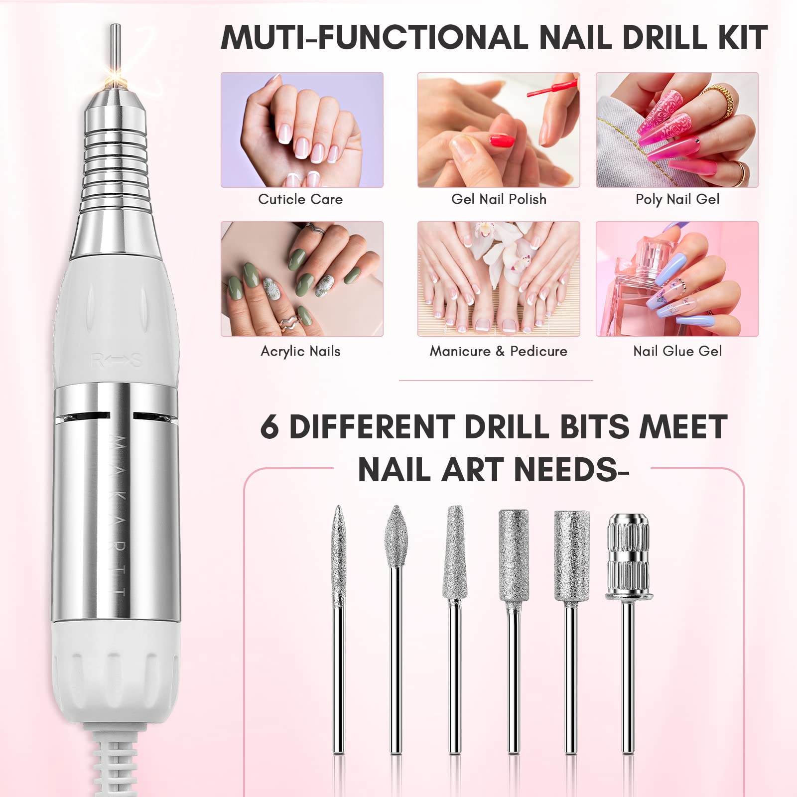 Makartt Nail Drill Genesie 35000RPM – LCD Nail Efile for Acrylic & Gel Removal