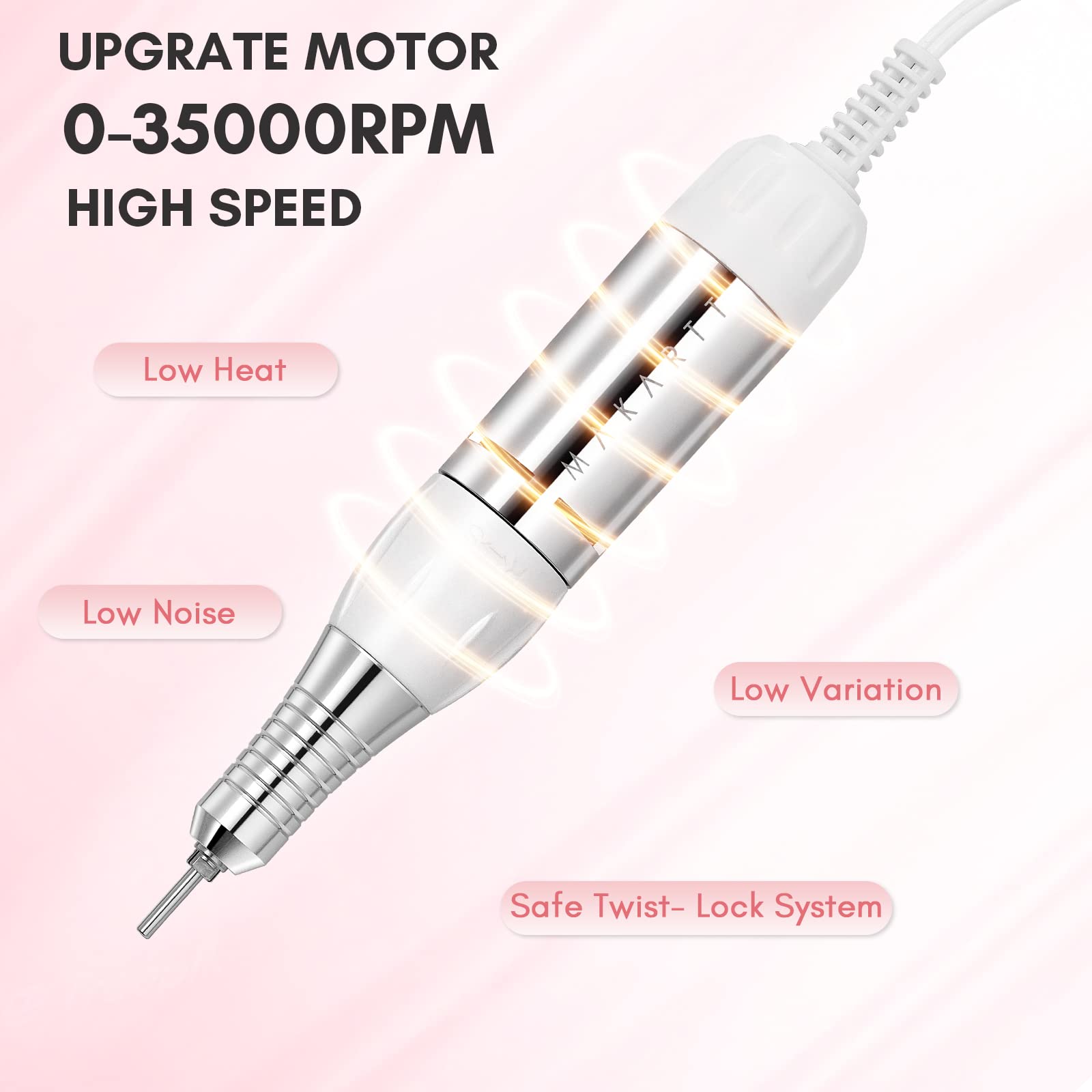 Makartt Nail Drill Genesie 35000RPM – LCD Nail Efile for Acrylic & Gel Removal