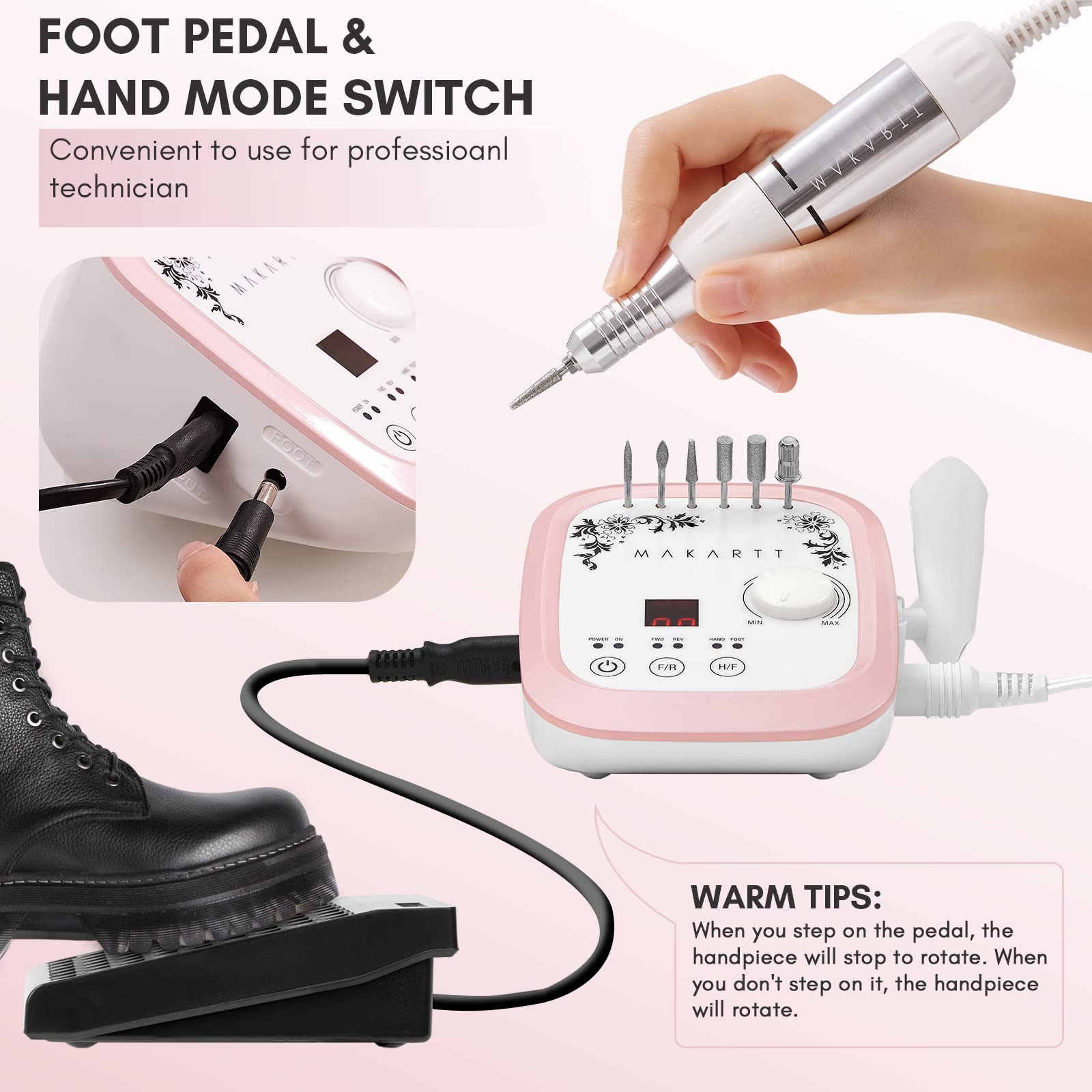 Makartt Nail Drill Genesie 35000RPM – LCD Nail Efile for Acrylic & Gel Removal