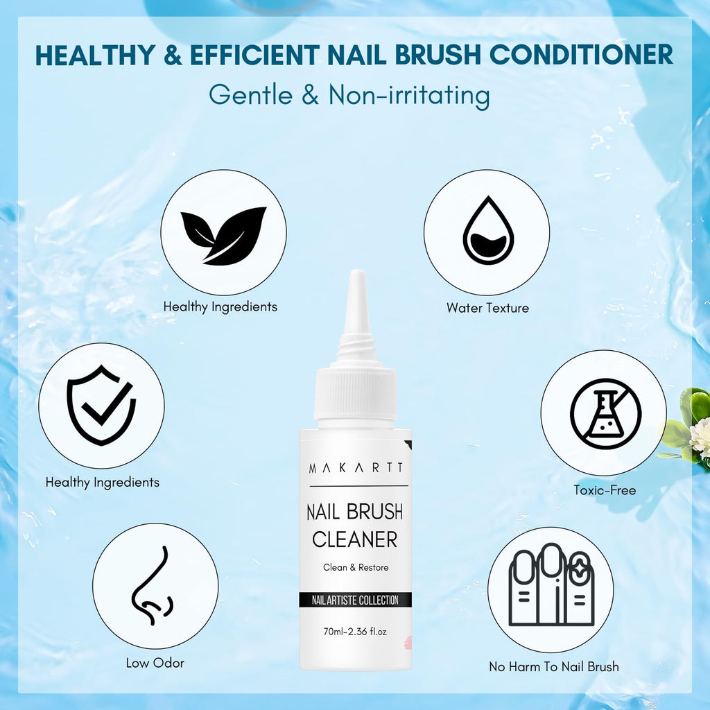 Makartt Nail Art Brushes Cleaner – 70ml Gel Brush Cleaner & Restorer for Nails