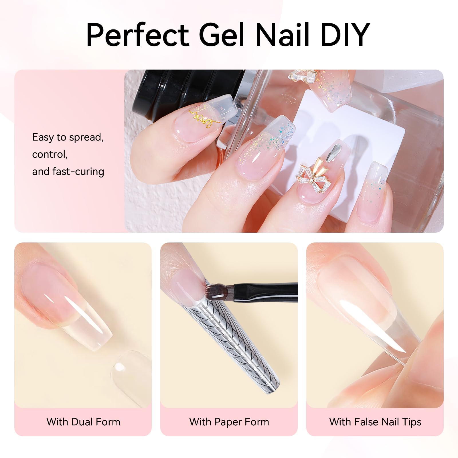Makartt Poly Nail Gel Set – 6 Pastel Builder Gels for Extensions & Overlays | 15ml