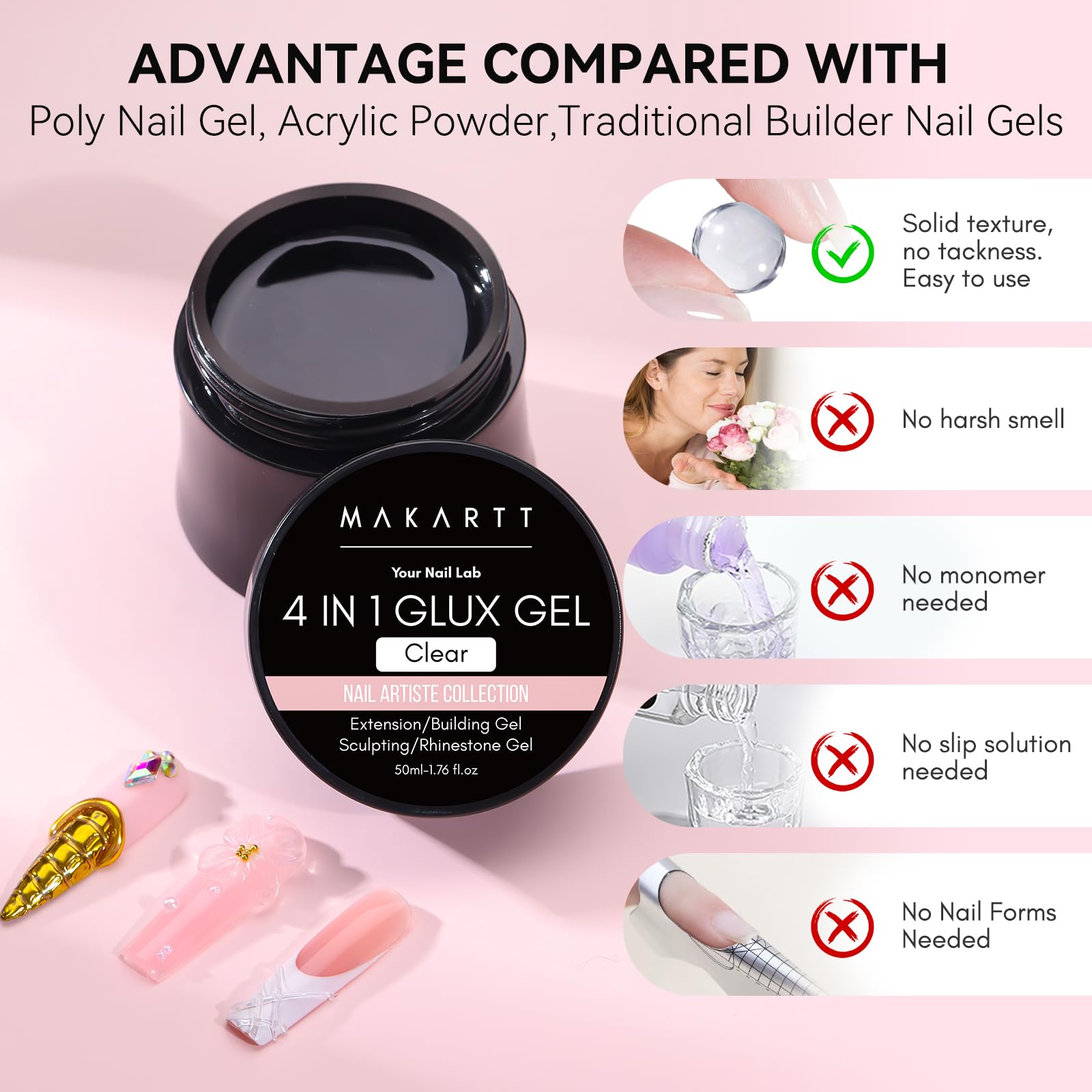 Makartt 3D Gel Nail Art 50g Clear Builder Gel for Extensions & 3D Nail Art