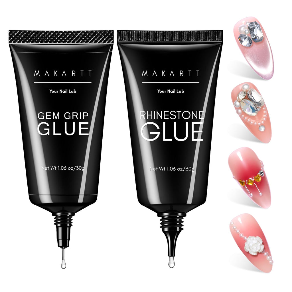 Makartt Nail Rhinestone Glue Gel Set (60g) – 2-Pack, Dual Viscosity for 3D Nail Art