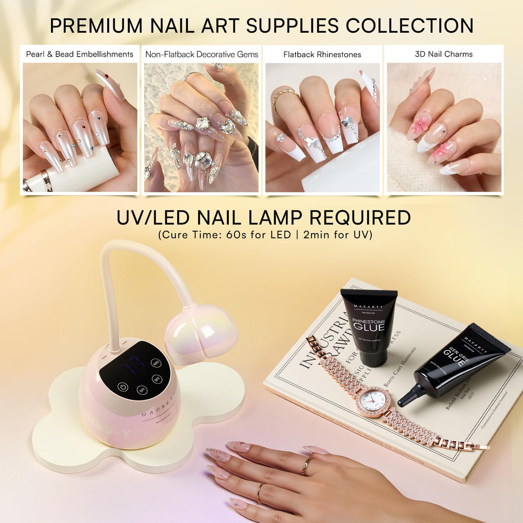 Makartt Nail Rhinestone Glue Gel Set (60g) – 2-Pack, Dual Viscosity for 3D Nail Art