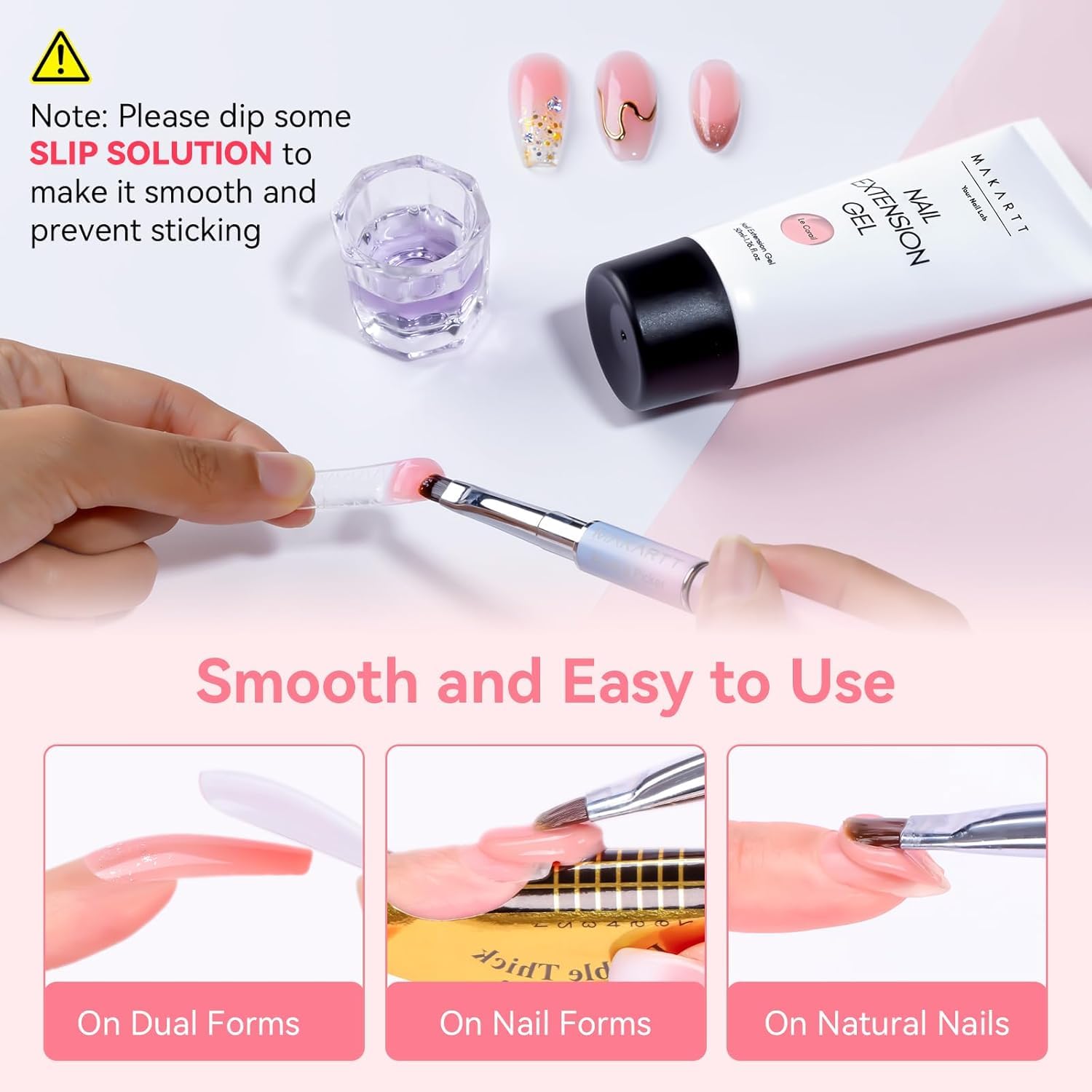Makartt Poly Nail Gel Kit — 2 x 50ml Clear & Nature Pink for Easy Extensions