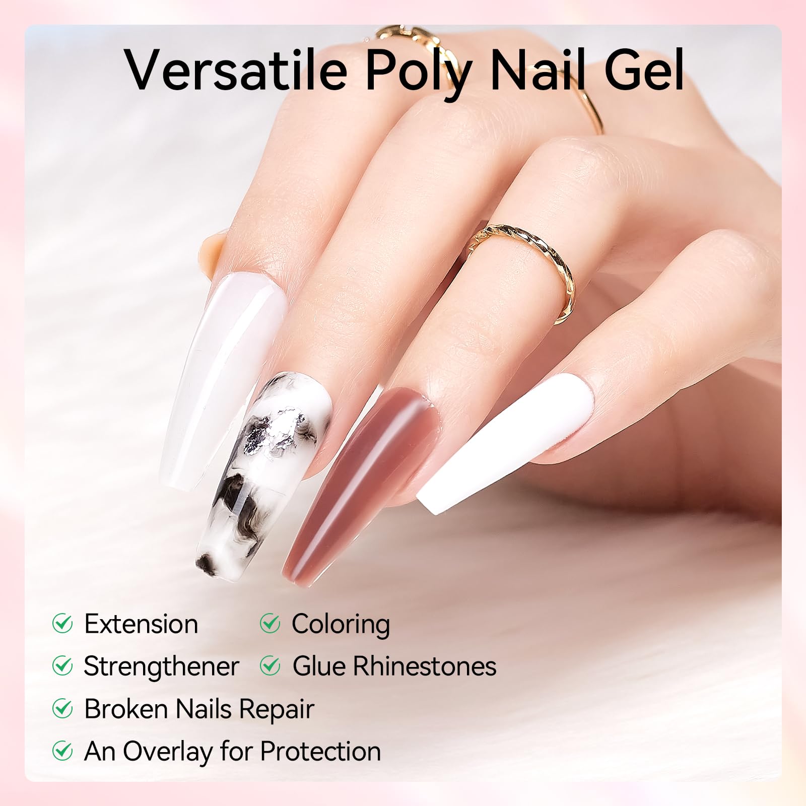 Makartt Poly Nail Gel Set – 6 Pastel Builder Gels for Extensions & Overlays | 15ml