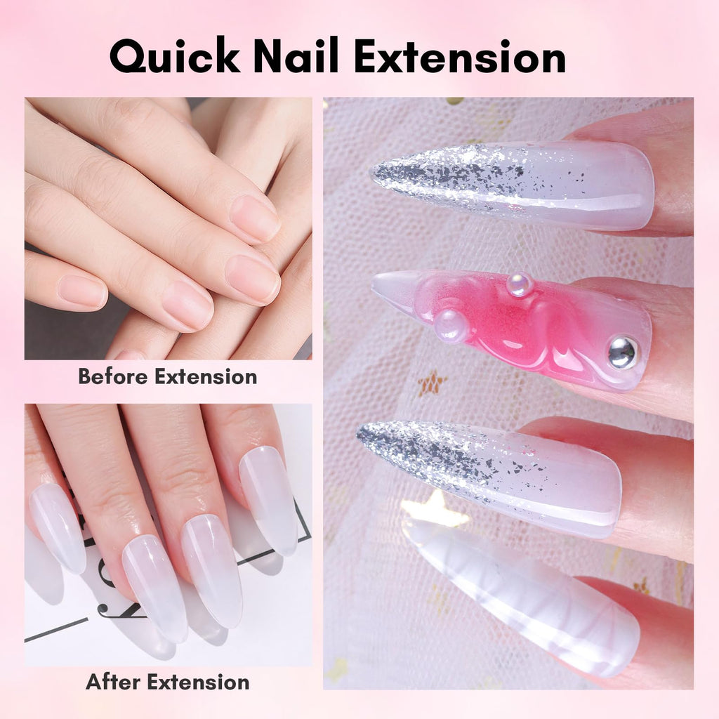 Makartt Poly Nail Gel Set – Milky White & Nude Pink, 50ML Each | Builder Gel for Extensions & Overlays | Long-Lasting Nail Art at Home