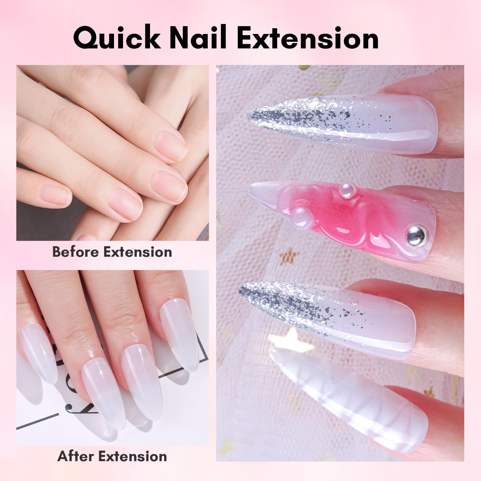 Makartt Poly Nail Gel Set – Milky White & Nude Pink, 50ML Each | Builder Gel for Extensions & Overlays | Long-Lasting Nail Art at Home