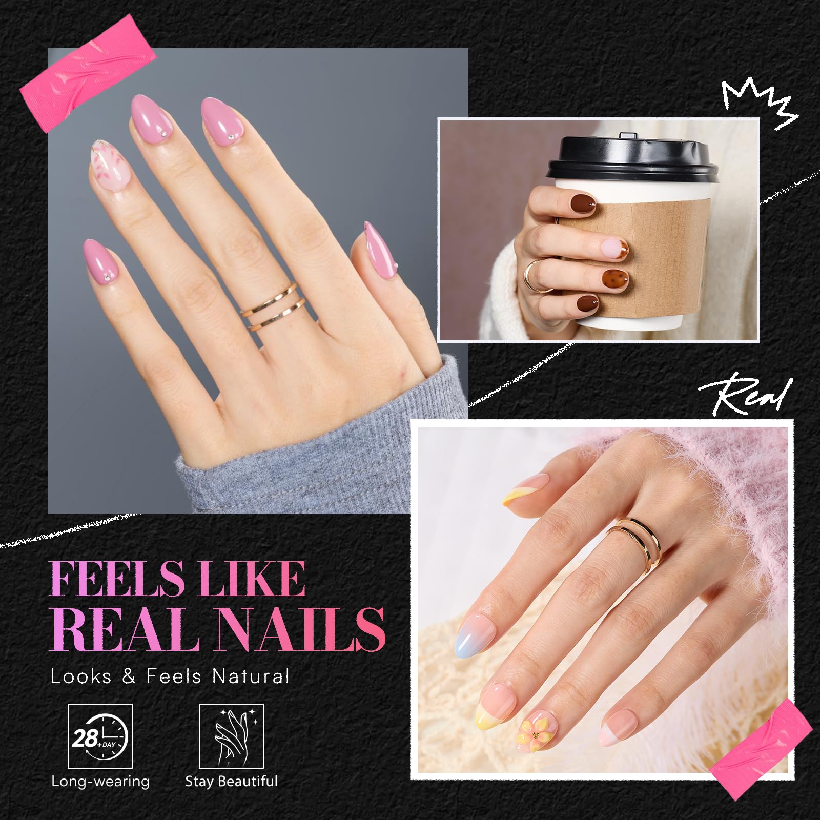 Makartt Extra Short Almond Nail Tips – 504Pcs, 15 Sizes, Clear Full-Cover Almond Tips, Half-Matte Finish