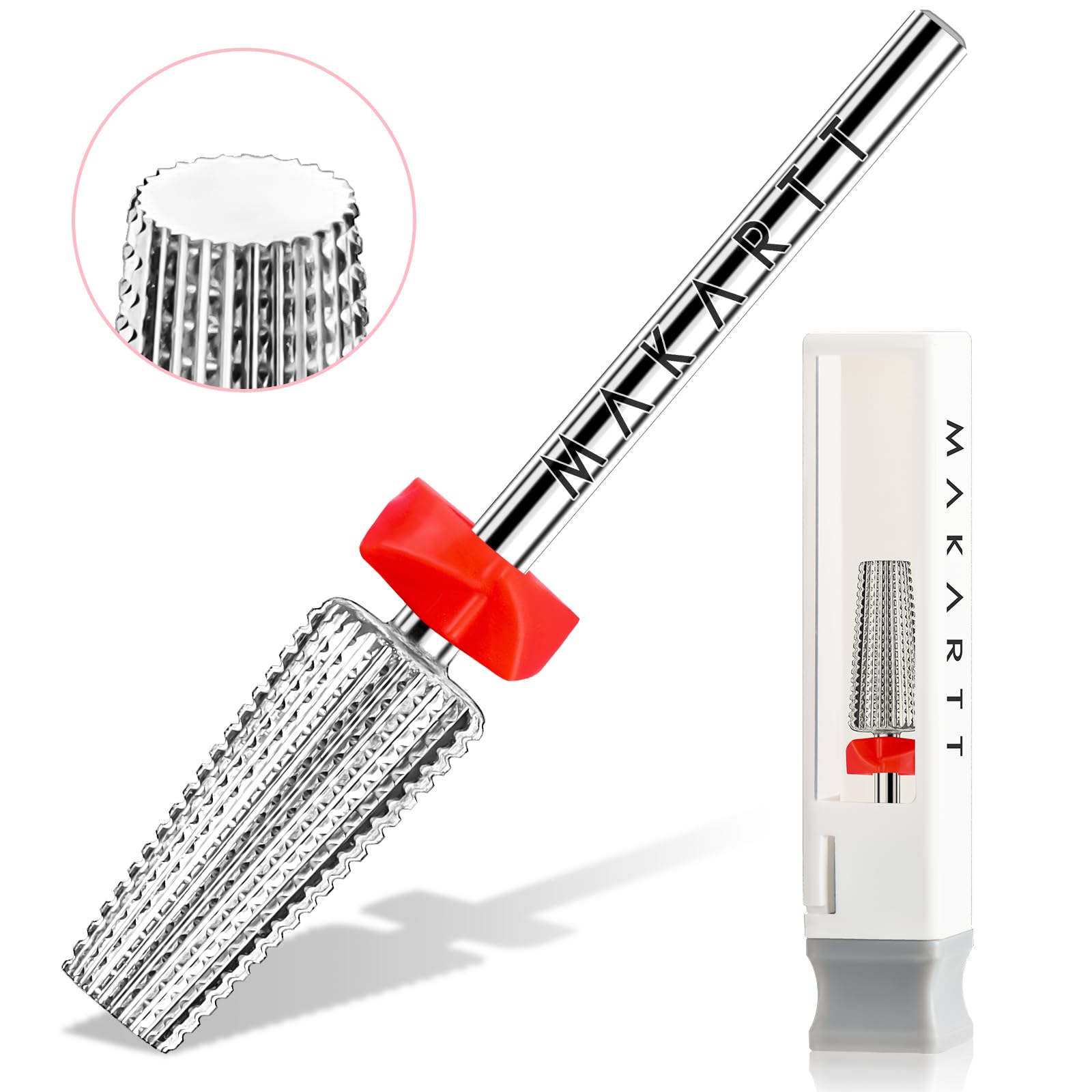 Makartt 5 in 1 Nail Drill Bits – 3/32 shank Tungsten Carbide tapered bits, Fine Grade, Silver