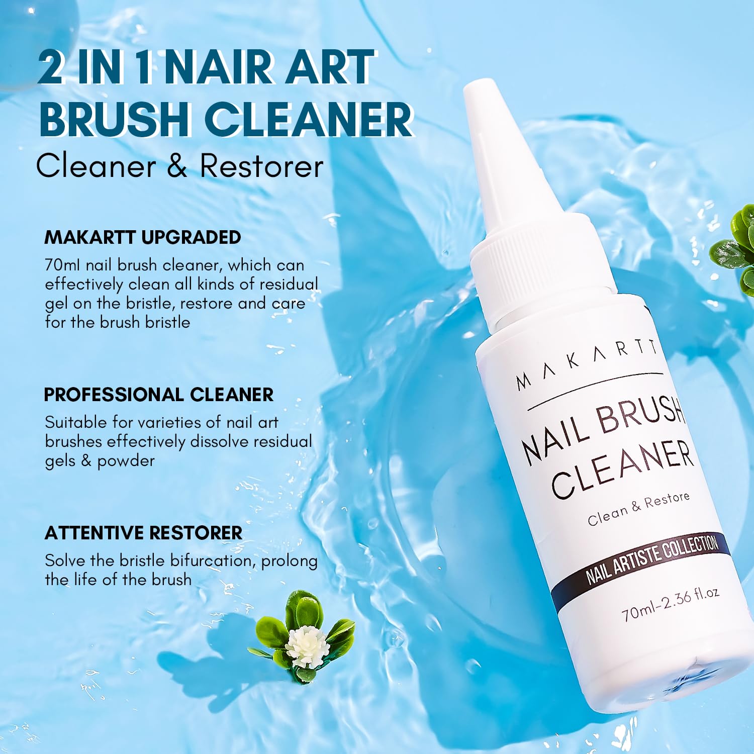 Makartt Nail Art Brushes Cleaner – 70ml Gel Brush Cleaner & Restorer for Nails