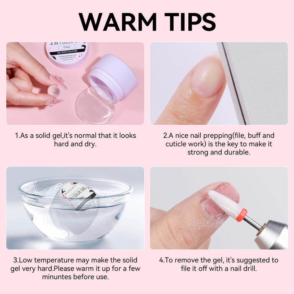Makartt 3D Gel Nail Art Kit – 4-in-1 Clear & White Solid Gel Builder for 3D Sculpting & Extensions