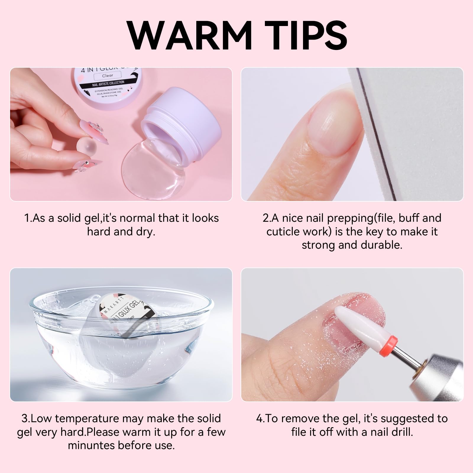 Makartt 3D Gel Nail Art Kit – 4-in-1 Clear & White Solid Gel Builder for 3D Sculpting & Extensions