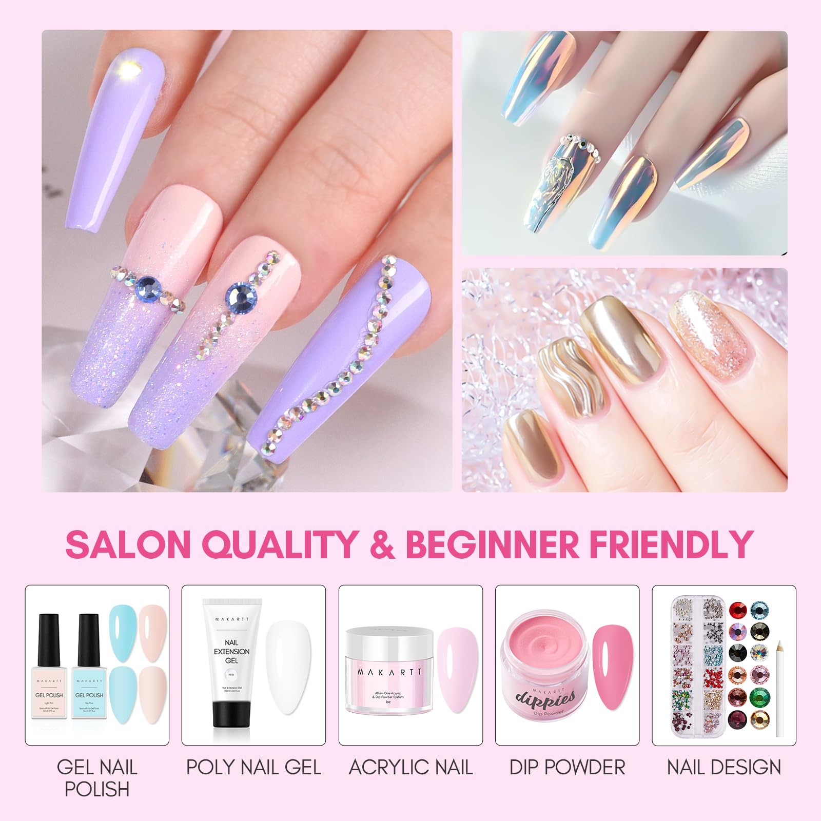 Makartt Gel Top & Base Coat Set — 2-Piece Gel Nail Kit with Brush