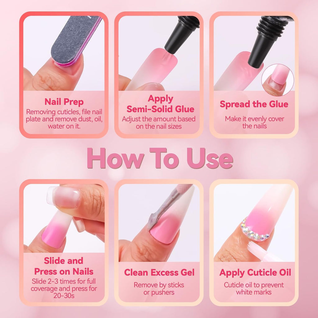 Makartt HEMA-Free Semi-Solid Nail Glue for Press-On Nails – 10ml x 2