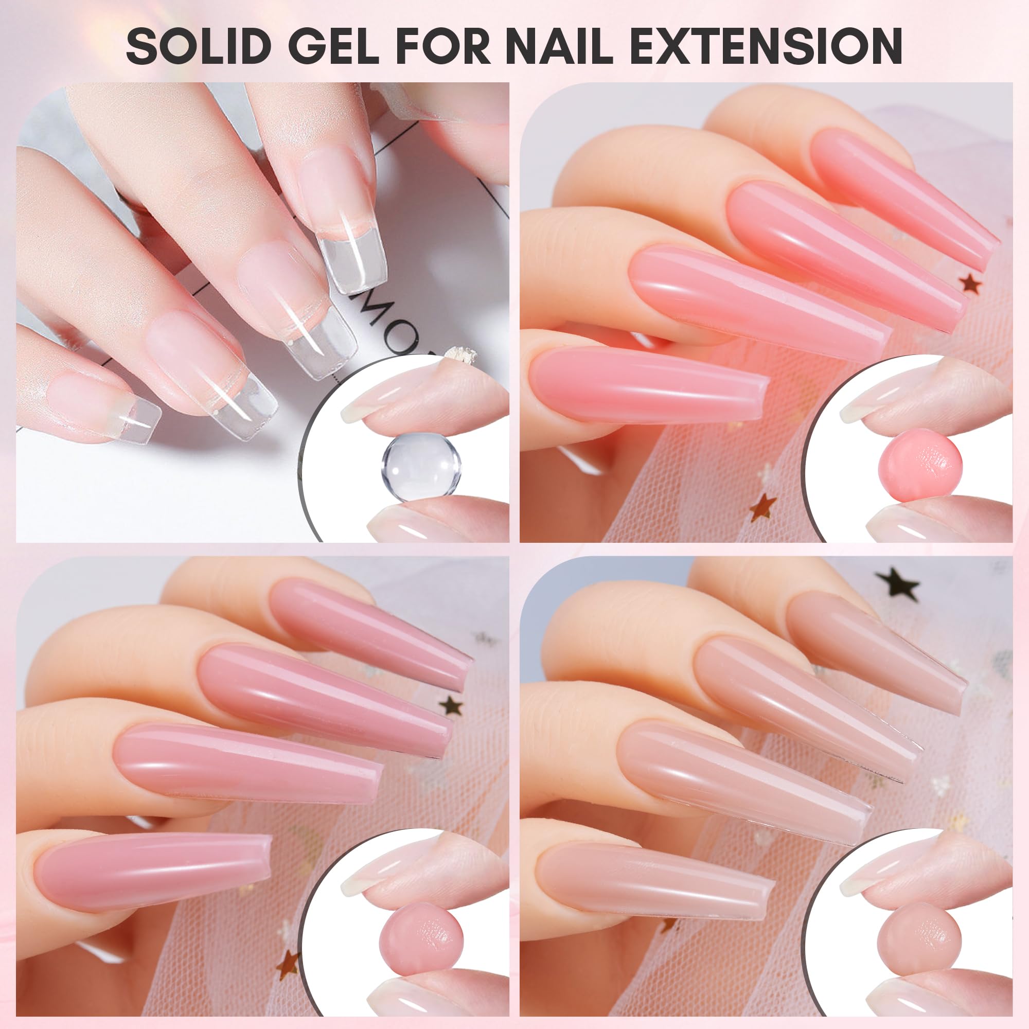 Makartt 3D Sculpting Gel Starter Kit – 4 Colors (Clear + 3 Nude), Floral Molds, Multi-Use Builder Gel