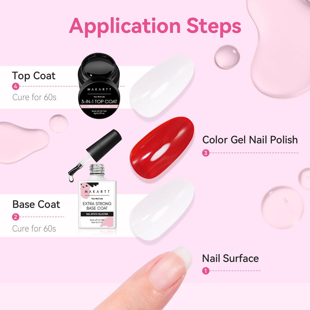 Makartt Gel Top & Base Coat Set — 2-Piece Gel Nail Kit with Brush