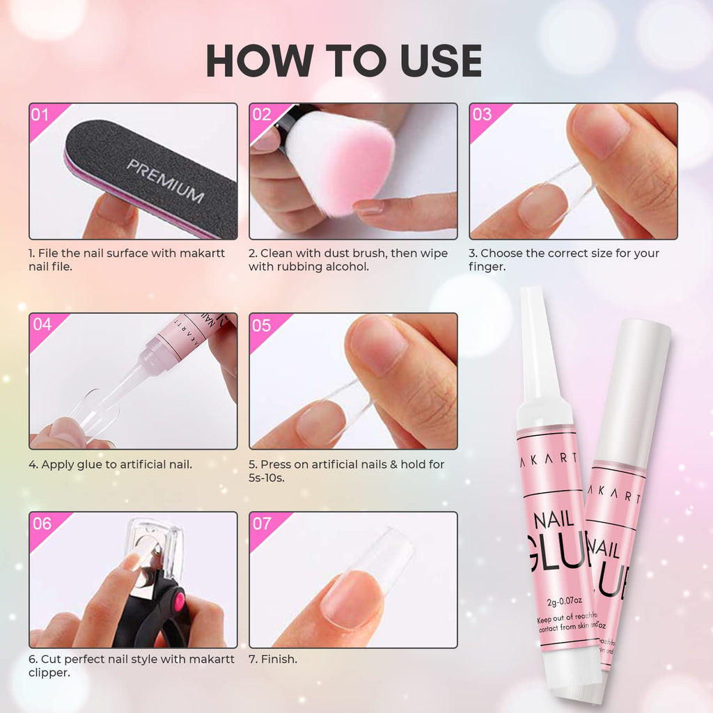 Makartt Super Strong Nail Glue – 100-Pack Bulk Press-On Adhesive (Air-Dry)