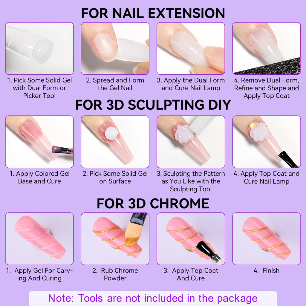 Makartt 3D Gel Nail Art – 4-in-1 Solid Builder Gel for Extensions (White & Dusty Pink)