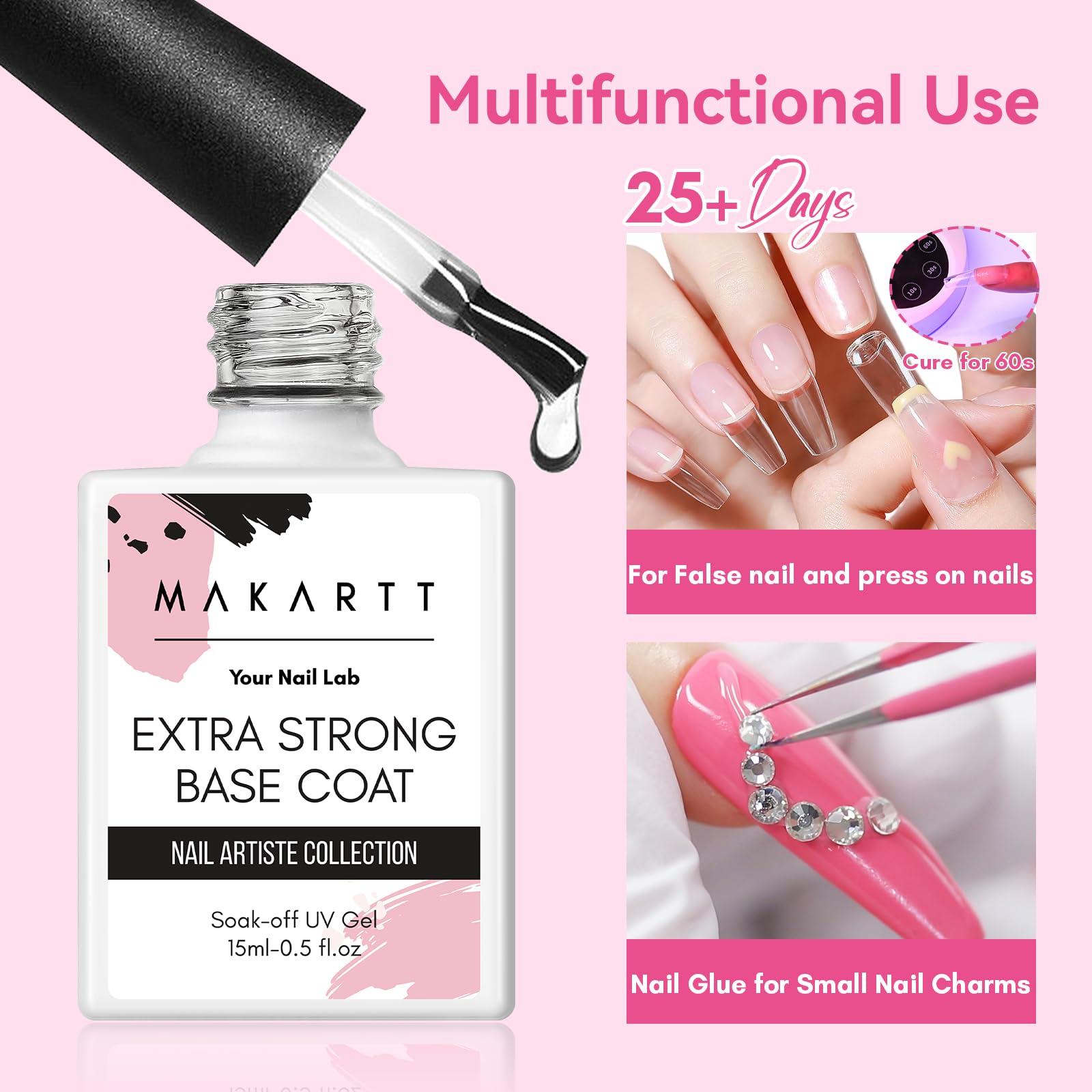 Makartt Gel Top & Base Coat Set — 2-Piece Gel Nail Kit with Brush