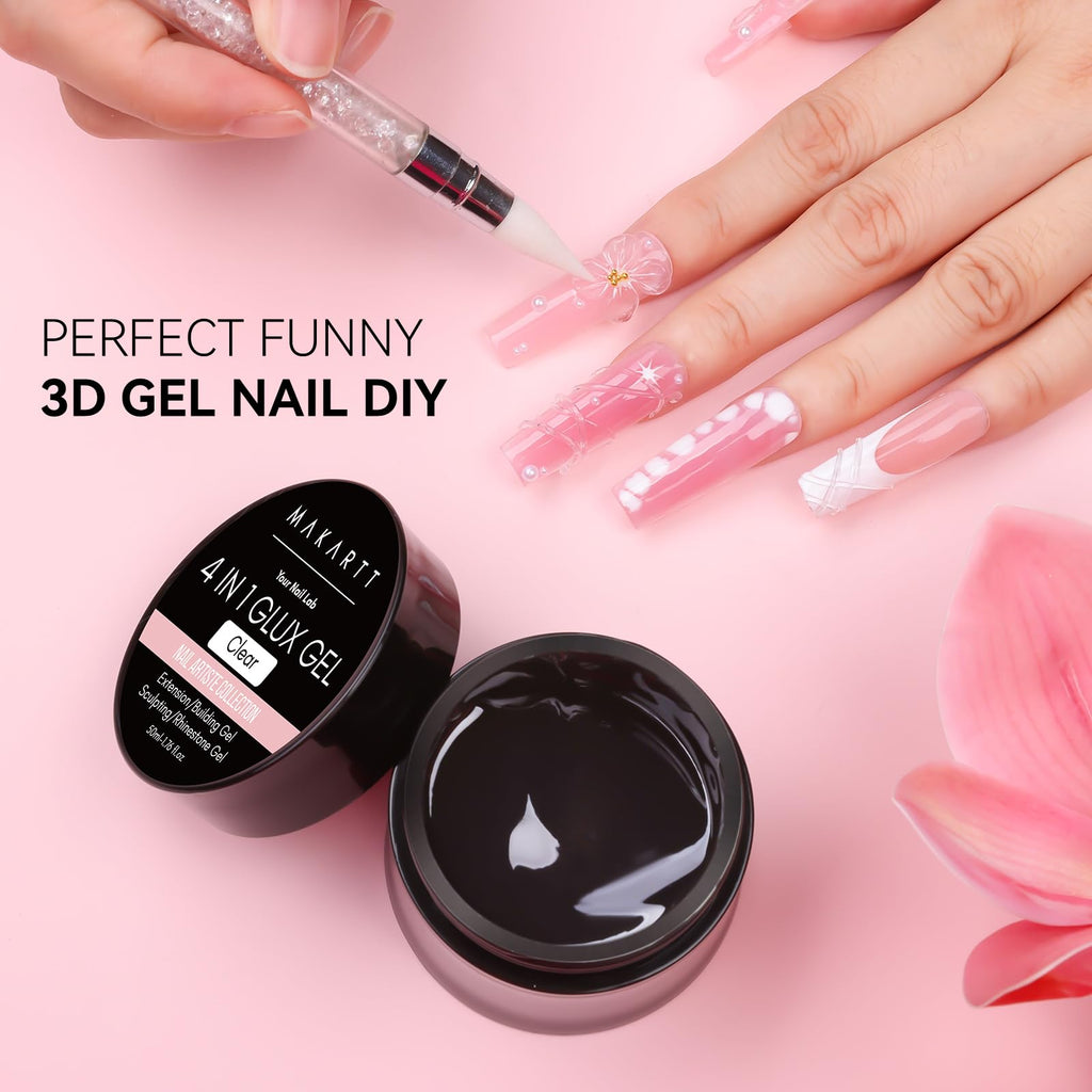Makartt 3D Gel Nail Art 50g Clear Builder Gel for Extensions & 3D Nail Art