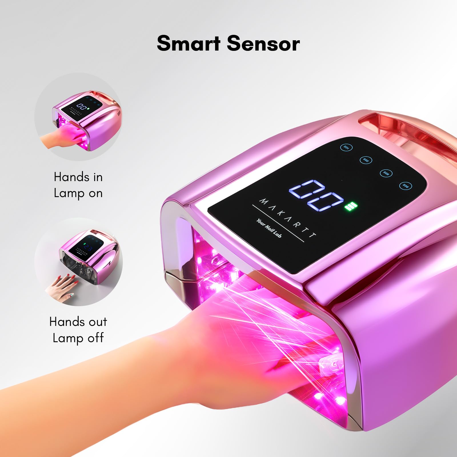 Makartt UV LED Nail Lamp – Fast Ciring, Cordless, 42 Beads, 4 Timers, LCD Touchscreen (Gradient Purple)