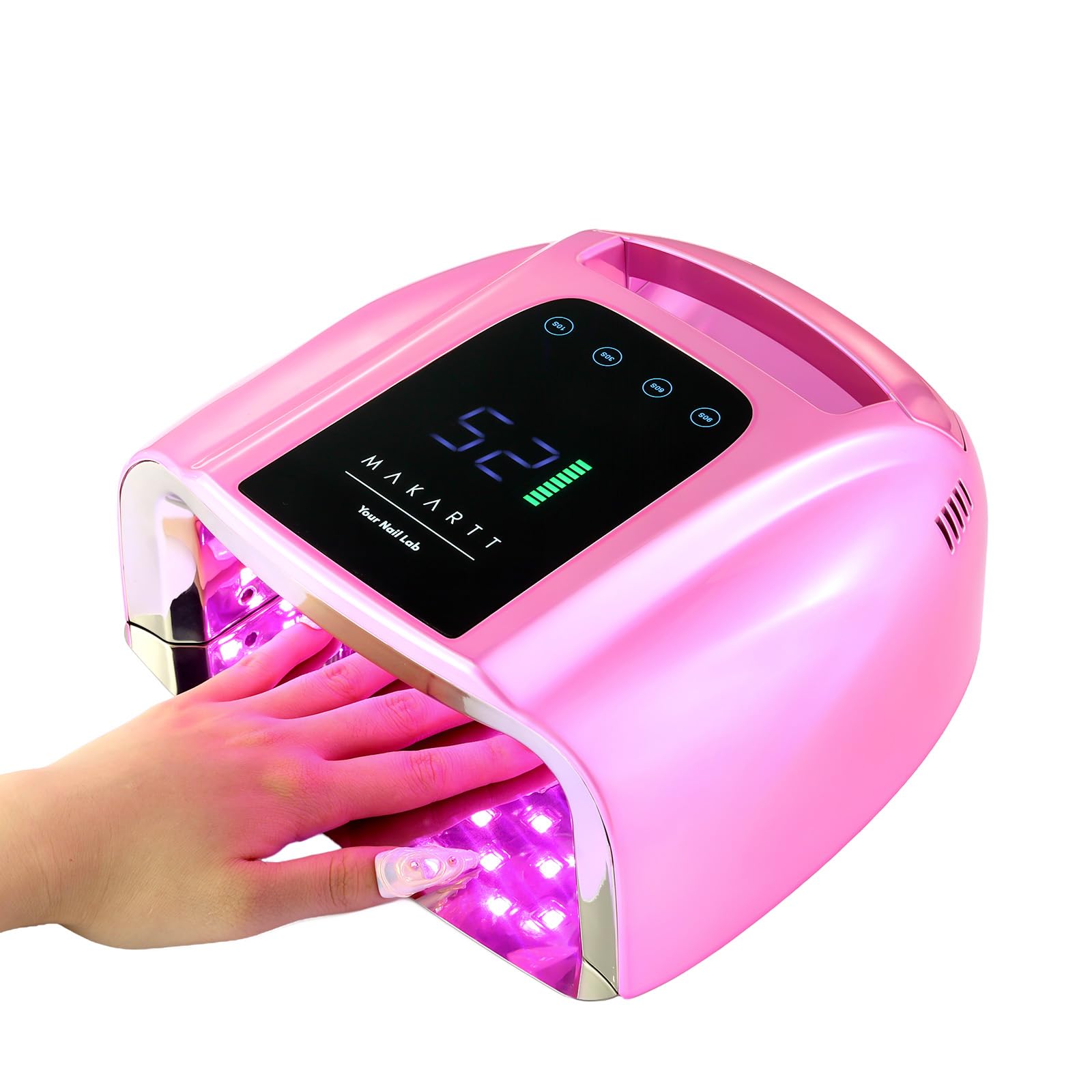 Makartt UV LED Nail Lamp – 35W Fast Curing, Cordless Rechargeable, 42 Beads, LCD Touchscreen (Gradient Pink)
