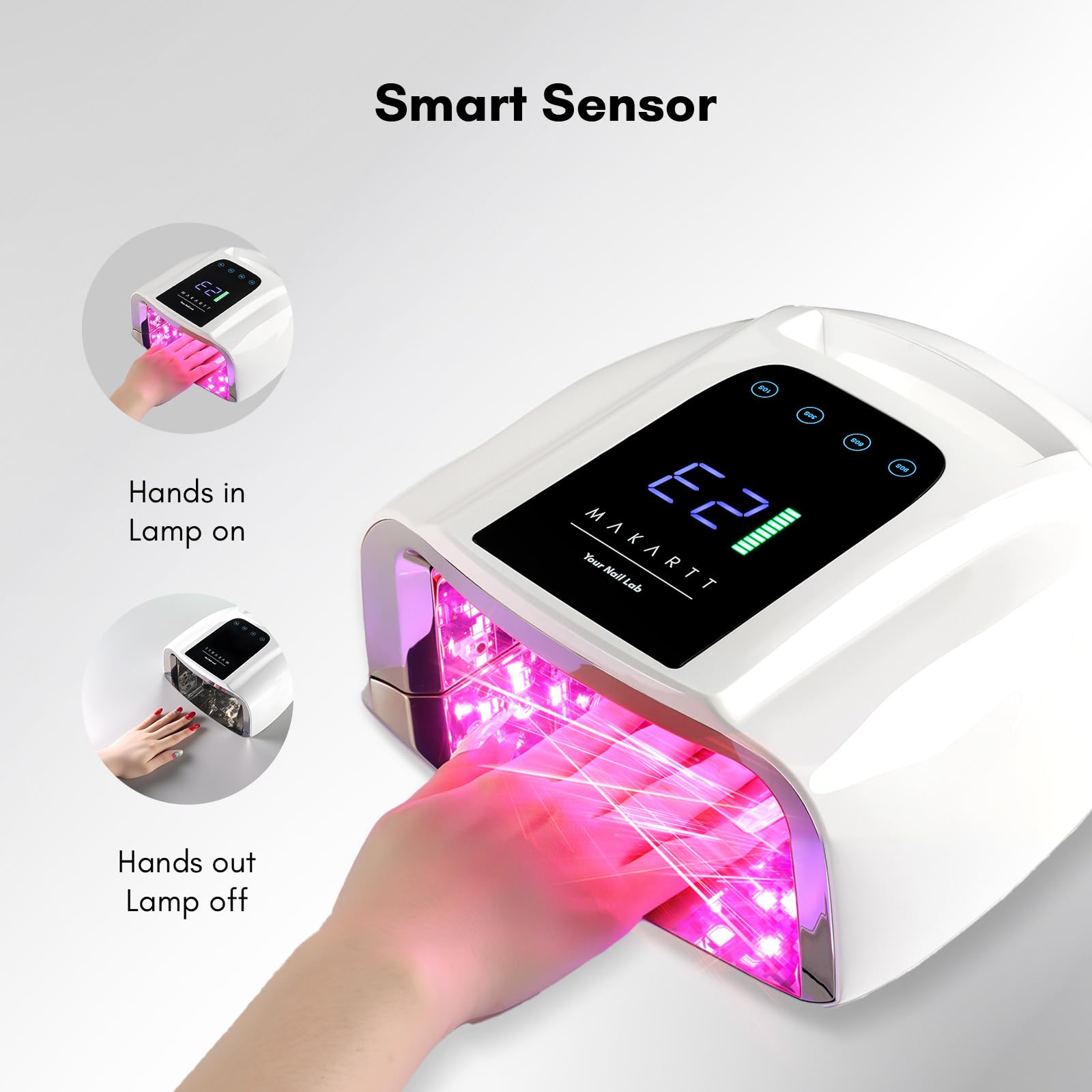 Makartt UV LED Nail Lamp – 35W Fast Curing, 42 Beads, 4 Timers, Cordless & Rechargeable