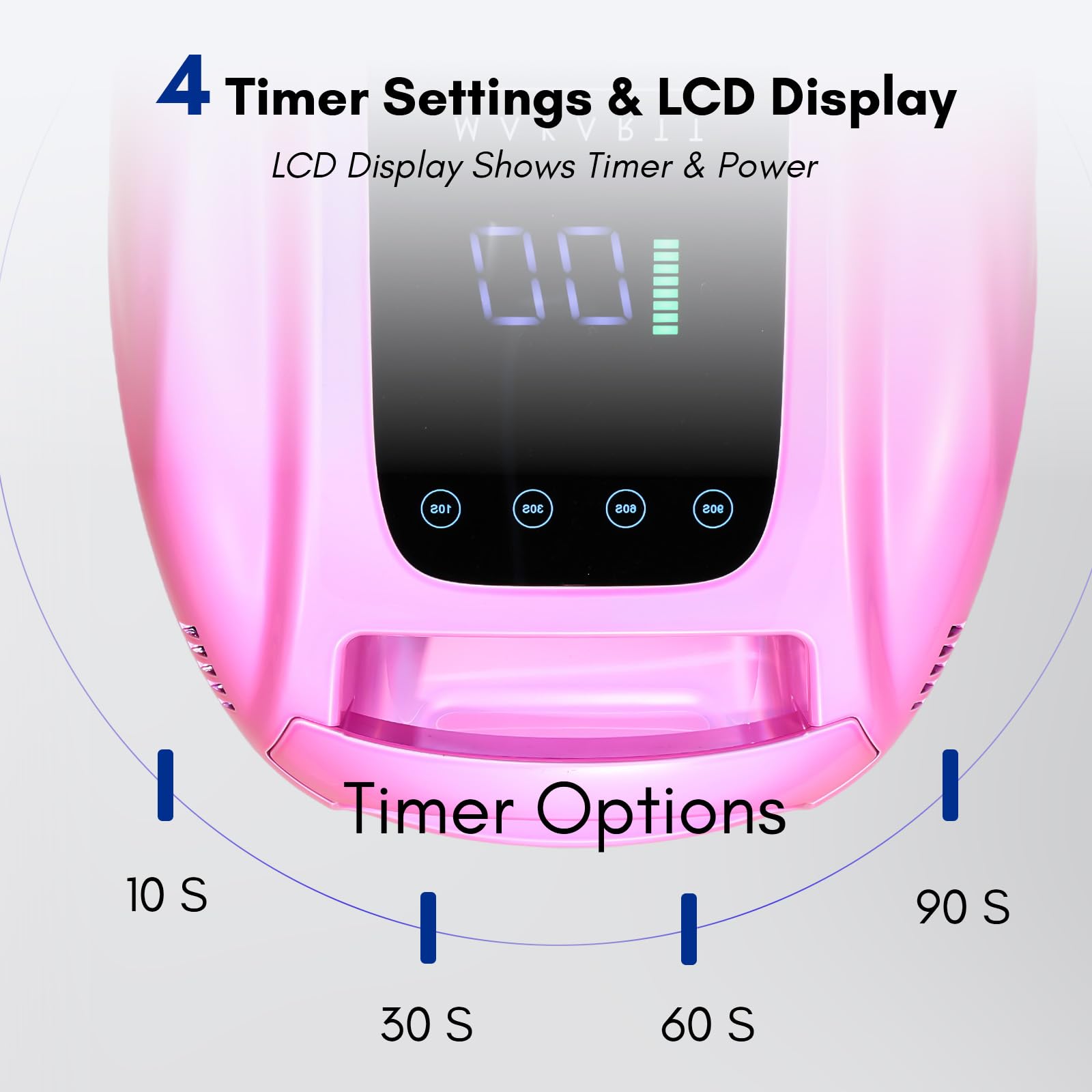 Makartt UV LED Nail Lamp – 35W Fast Curing, Cordless Rechargeable, 42 Beads, LCD Touchscreen (Gradient Pink)