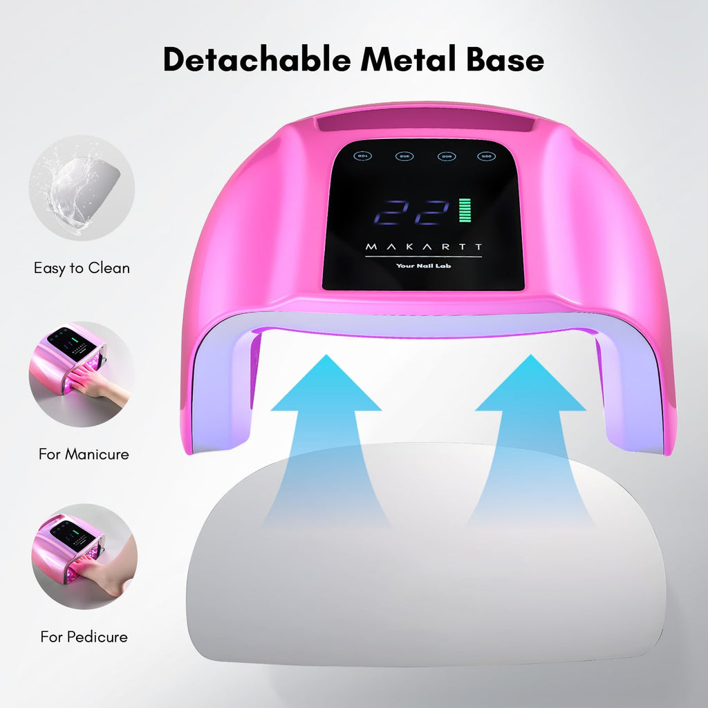 Makartt UV LED Nail Lamp – 35W Fast Curing, Cordless Rechargeable, 42 Beads, LCD Touchscreen (Gradient Pink)