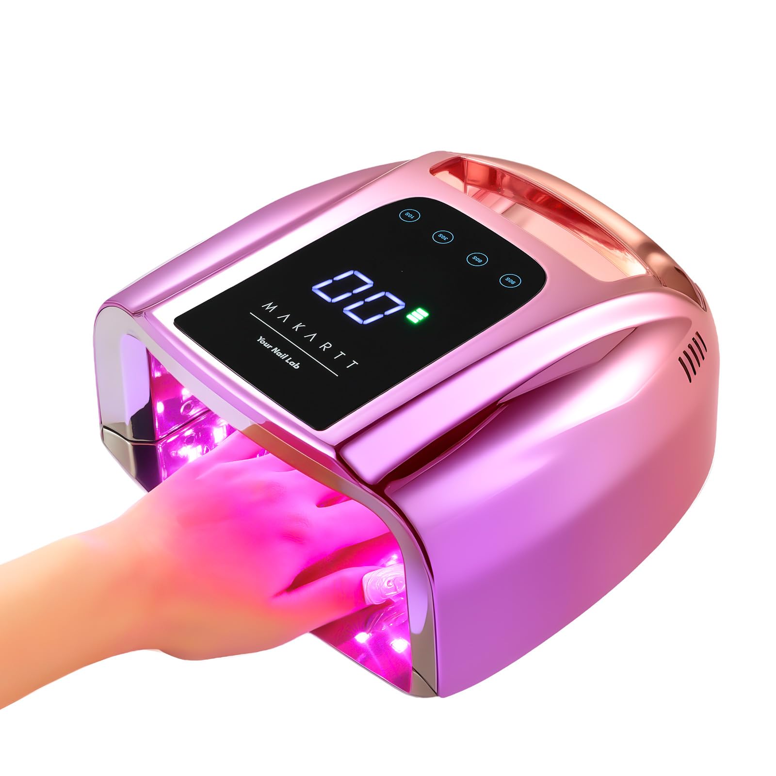 Makartt UV LED Nail Lamp – Fast Ciring, Cordless, 42 Beads, 4 Timers, LCD Touchscreen (Gradient Purple)