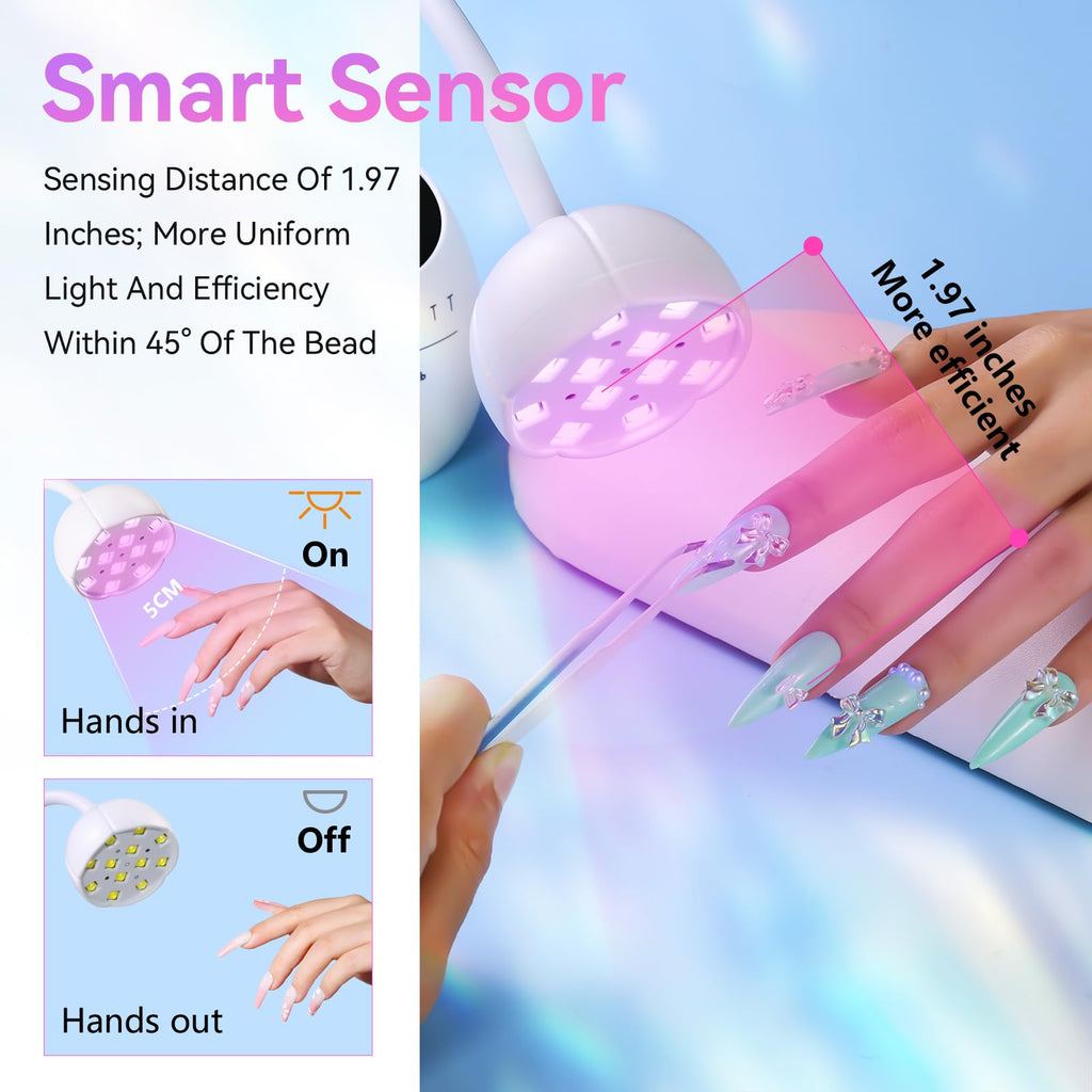 Makartt UV LED Nail Lamp Gooseneck | Cordless USB, 39mW/cm², Auto Sensor