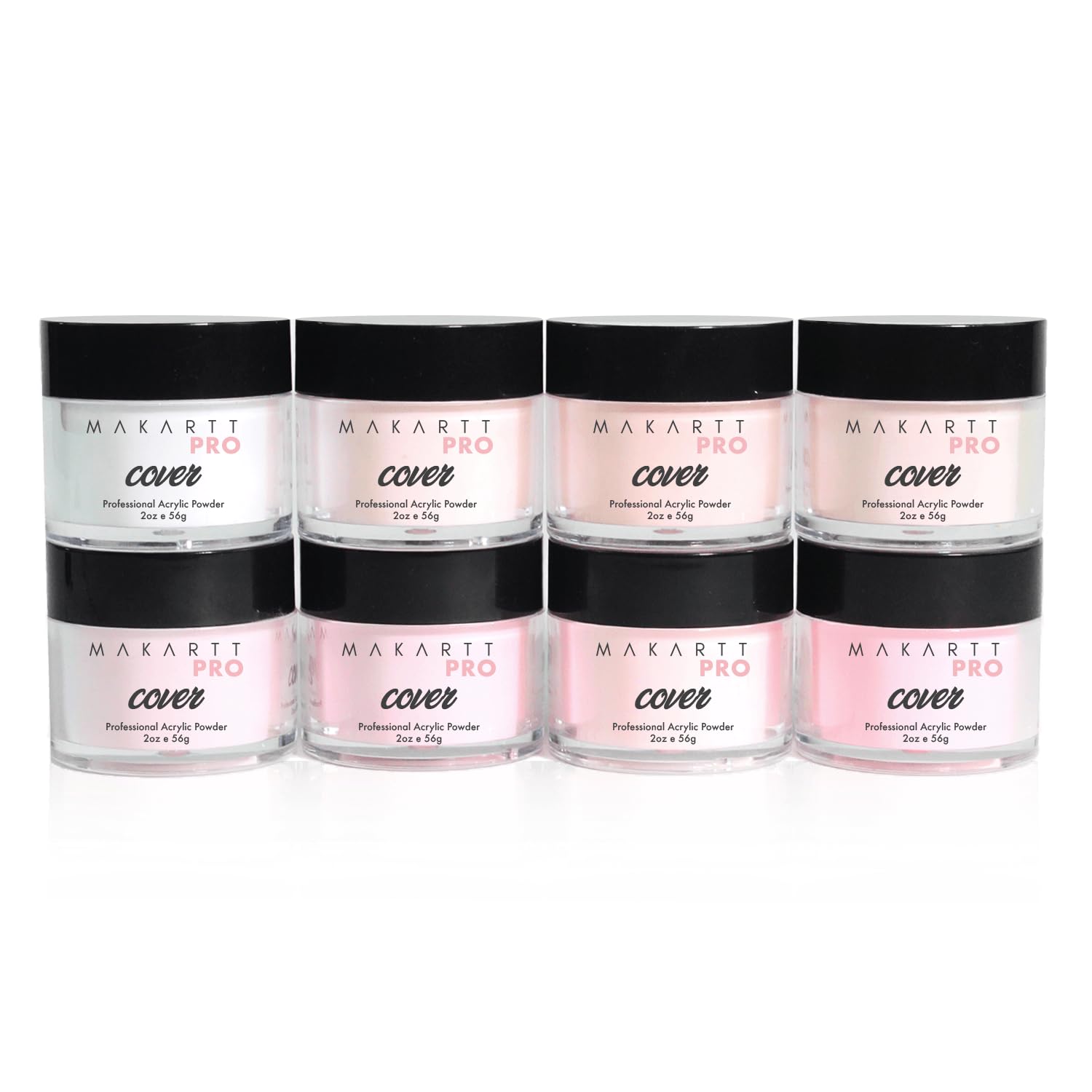 MakarttPro Cool Tone Acrylic Powder Collection – 8-Piece Nude & Pink Cover Set for Nail Technicians