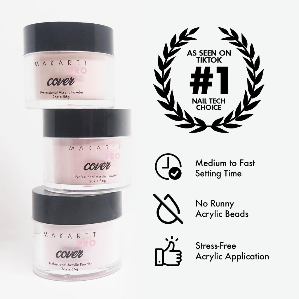MakarttPro Cool Tone Acrylic Powder Collection – 8-Piece Nude & Pink Cover Set for Nail Technicians