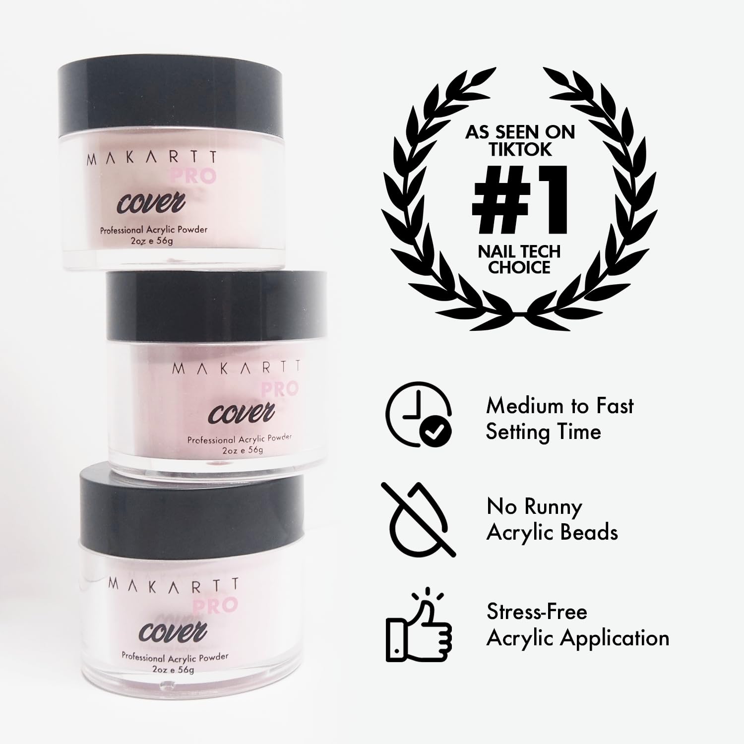 MakarttPro Cool Tone Acrylic Powder Collection – 8-Piece Nude & Pink Cover Set for Nail Technicians