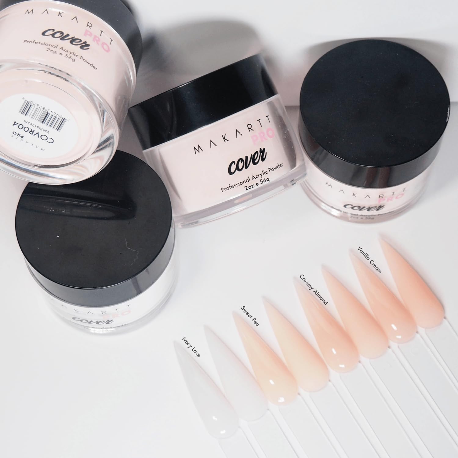 MakarttPro Cool Tone Acrylic Powder Collection – 8-Piece Nude & Pink Cover Set for Nail Technicians