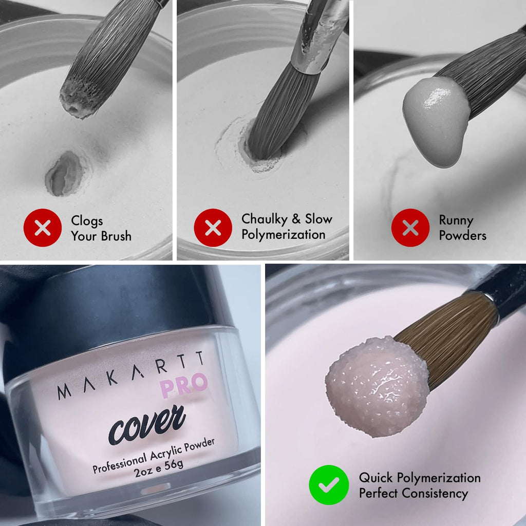 MakarttPro Acrylic Starter Kit for Beginners – Pink & Clear Powder, Kolinsky Brush, Ultra Prep & Ultra Bond
