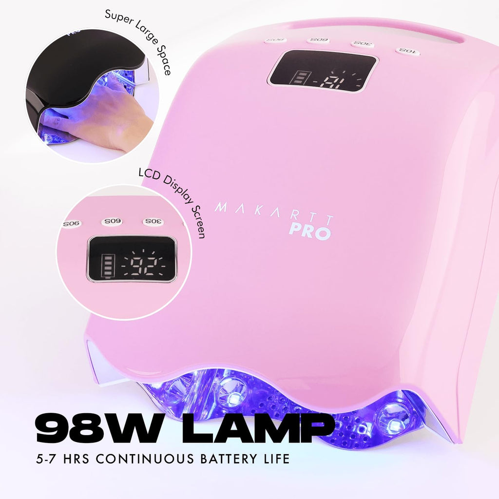 MakarttPro LuxuriaPro 98W UV LED Nail Lamp | Cordless, Rechargeable 5200mAh, 42 LEDs