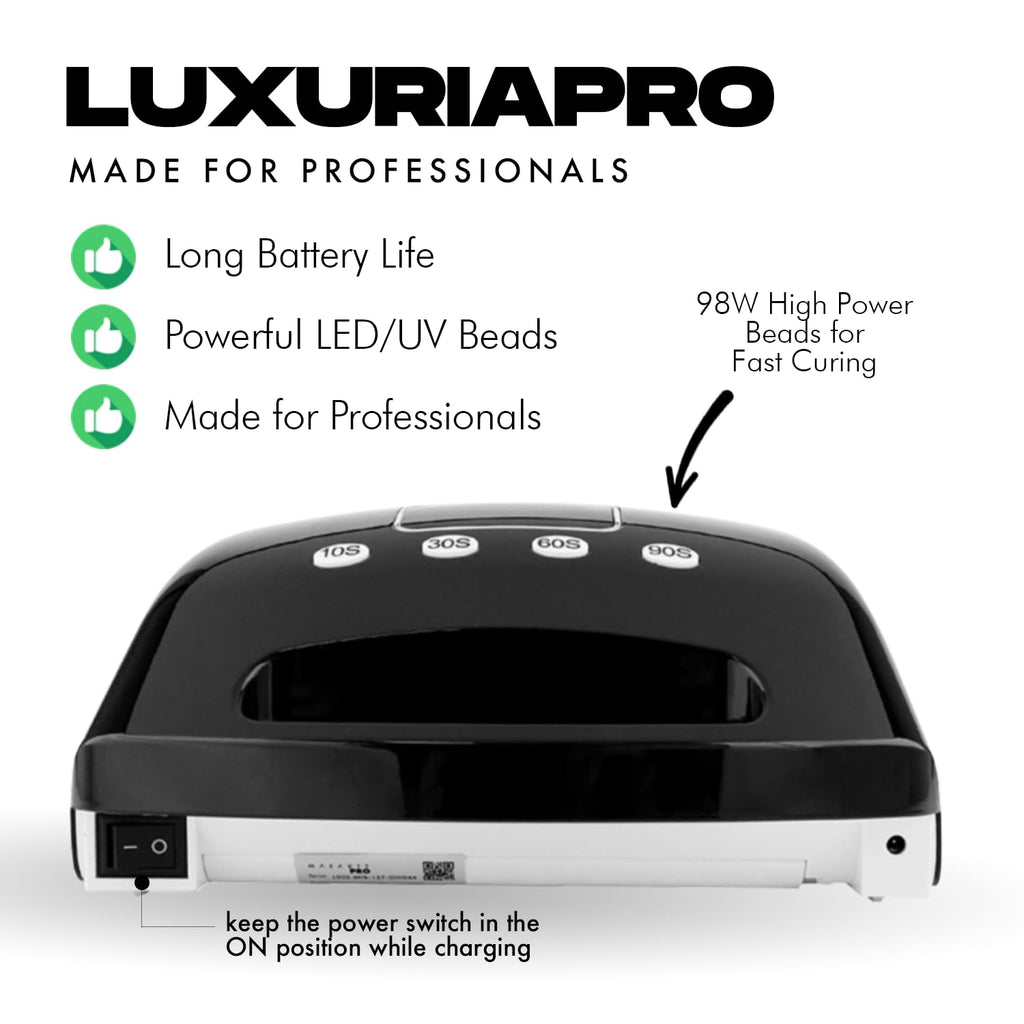 MakarttPro LuxuriaPro 98W UV LED Nail Lamp | Cordless, Rechargeable 5200mAh, 42 LEDs