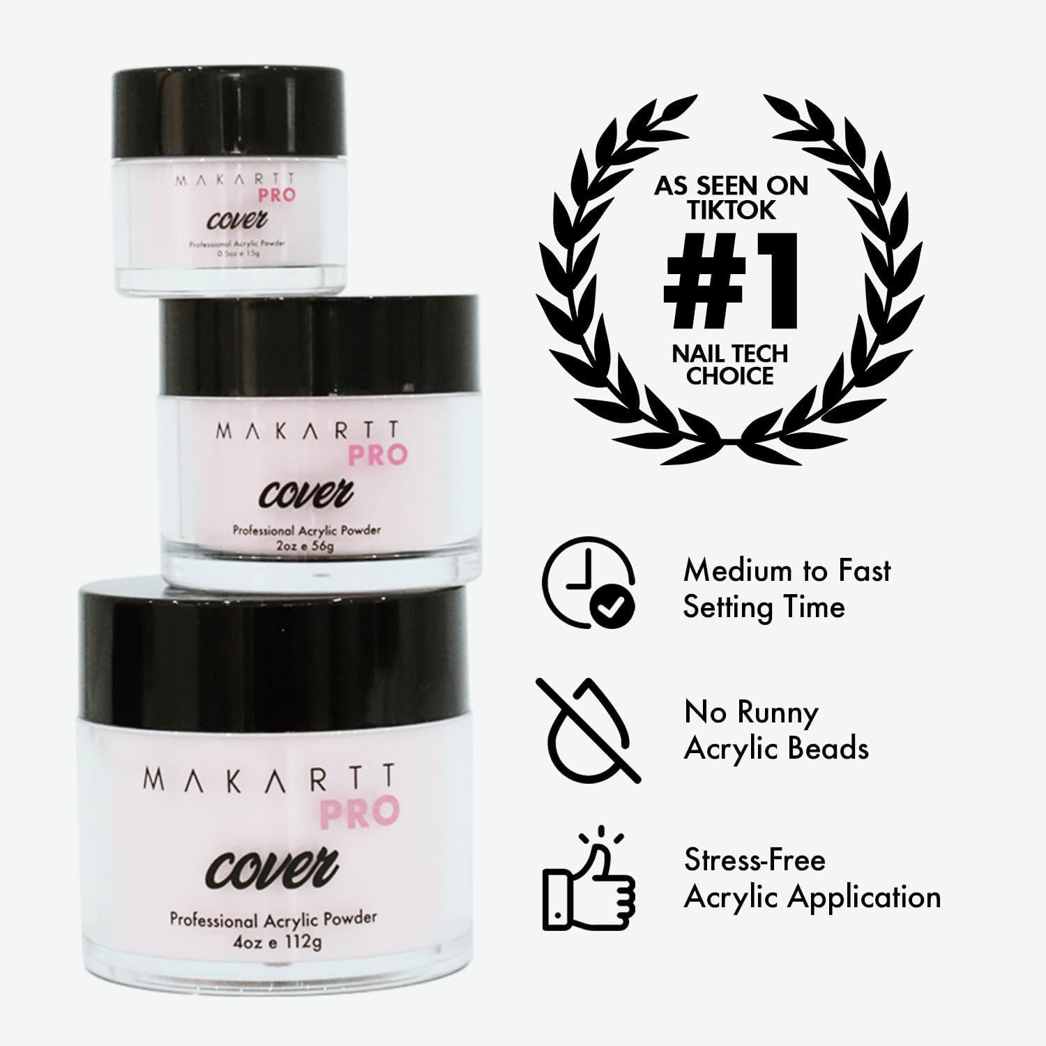 MakarttPro Acrylic Powder Set – 4 Cool-Tone Nude Powders (0.5oz each) for Nail Extensions