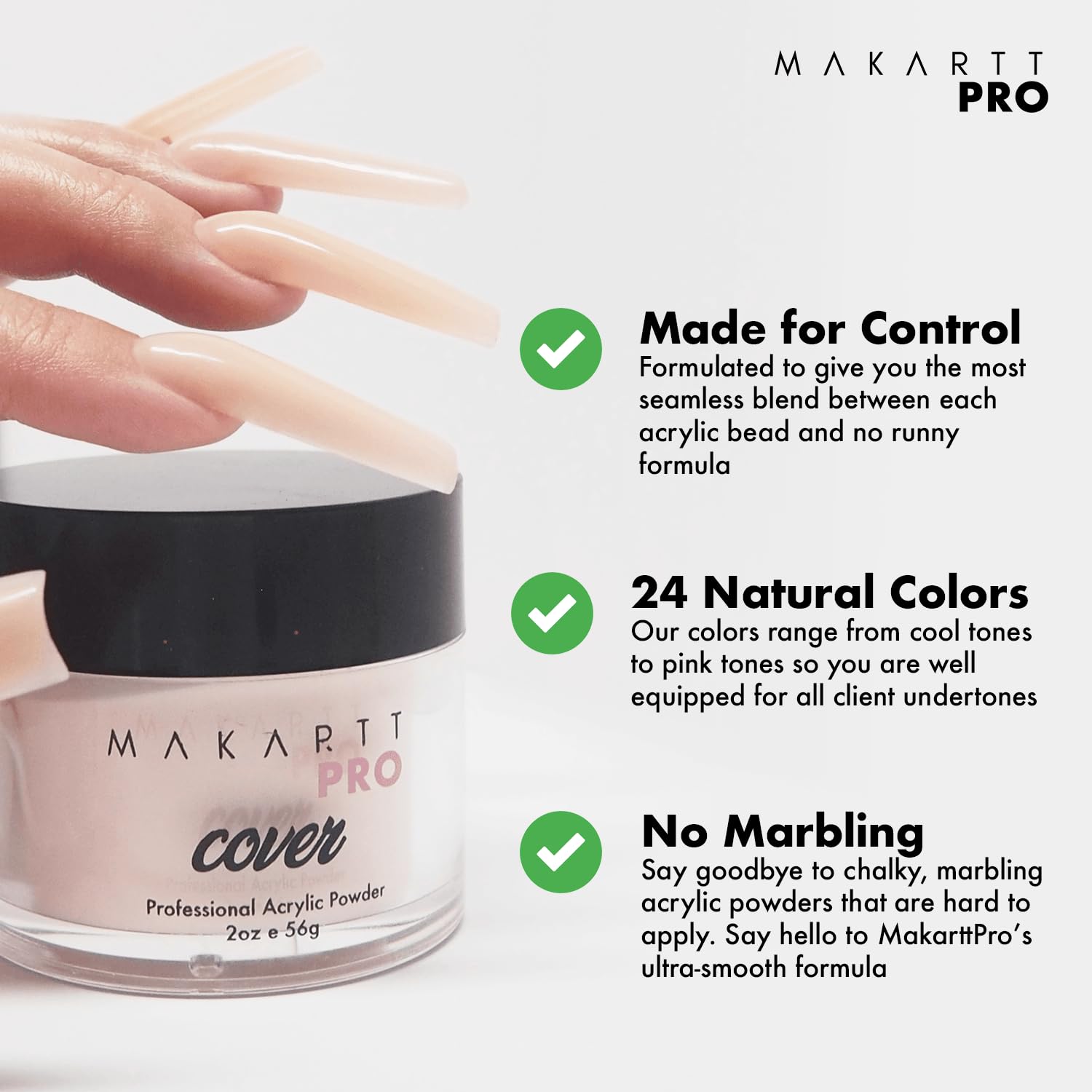 MakarttPro Acrylic Starter Kit for Beginners – Pink & Clear Powder, Kolinsky Brush, Ultra Prep & Ultra Bond