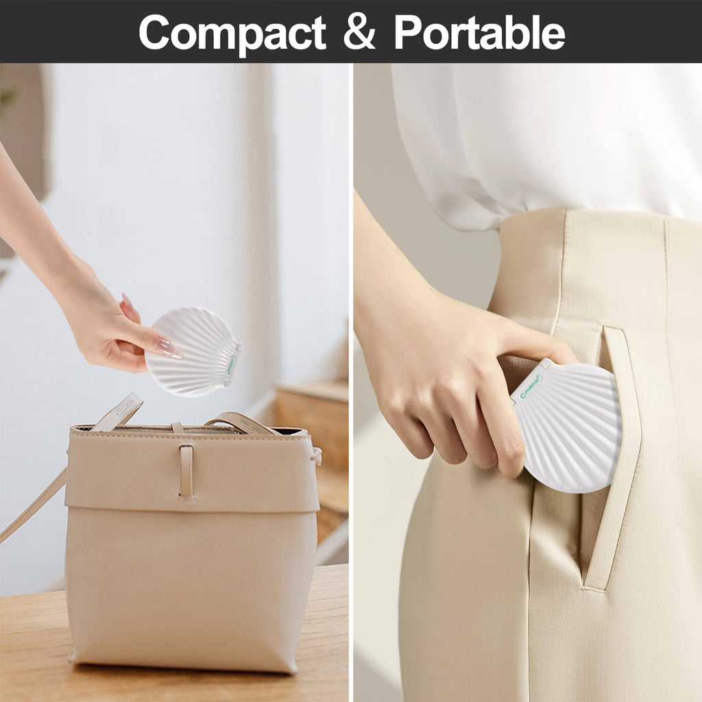 Makefango Compact Makeup Mirror with Lights - 3.5-inch, 2-Sided, 2X/10X Magnification, Portable & Lightweight
