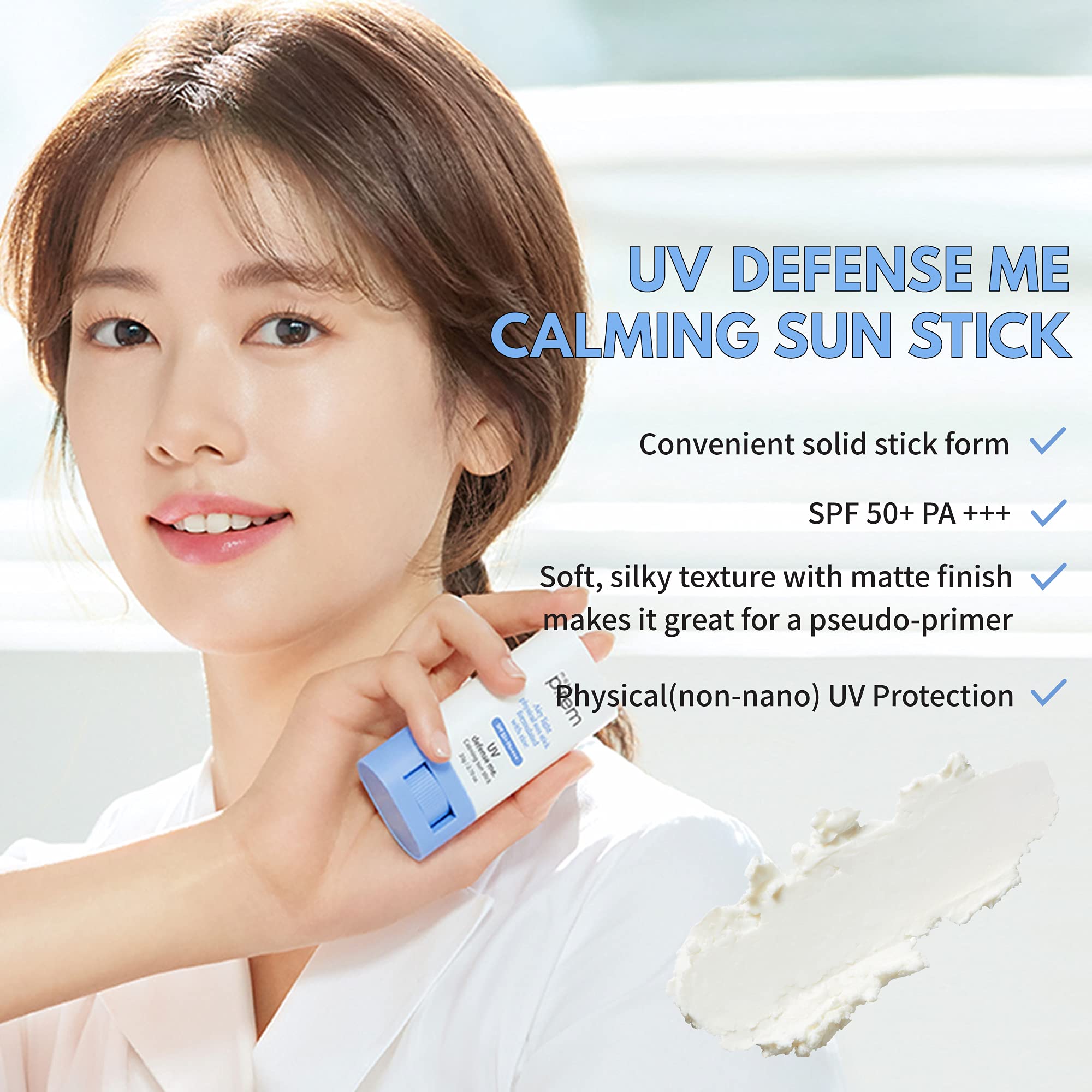 MAKEPREM UVA Defense Sun Stick SPF 50+ PA++++ – Mineral, Vegan, Reef-Safe, Non-Greasy | MAKEP:REM