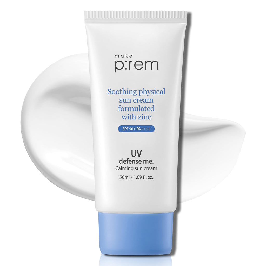 MAKEPREM UVA UVB Defense Sun Cream SPF 50+ PA++++ – Vegan Mineral Sunscreen
