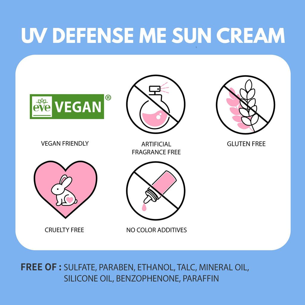 MAKEPREM UVA UVB Defense Sun Cream SPF 50+ PA++++ – Vegan Mineral Sunscreen
