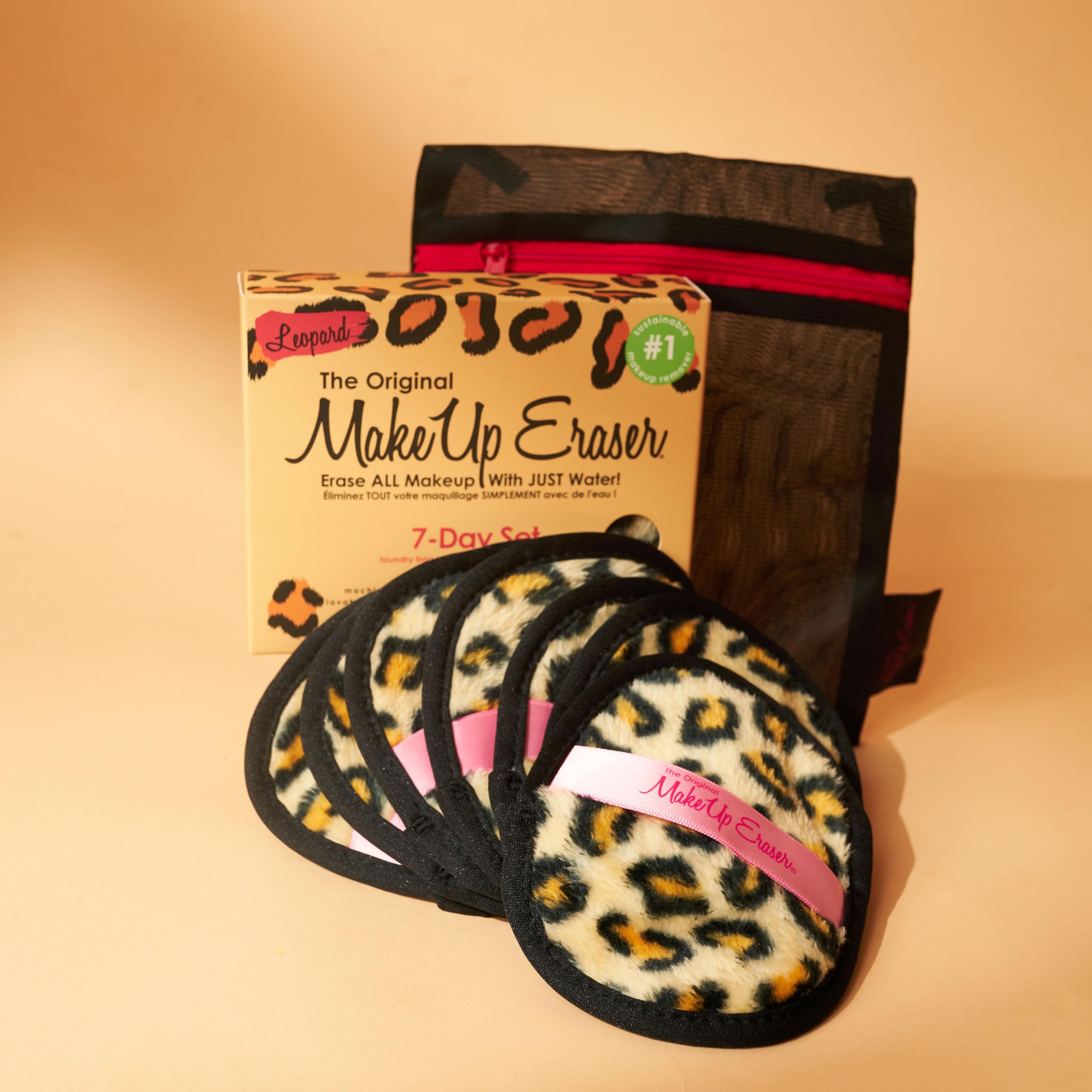 MakeUp Eraser Leopard 7-Day Set – Water-Only Makeup Removal, 7 Cloths