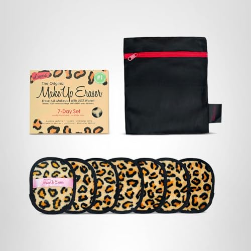 MakeUp Eraser Leopard 7-Day Set – Water-Only Makeup Removal, 7 Cloths